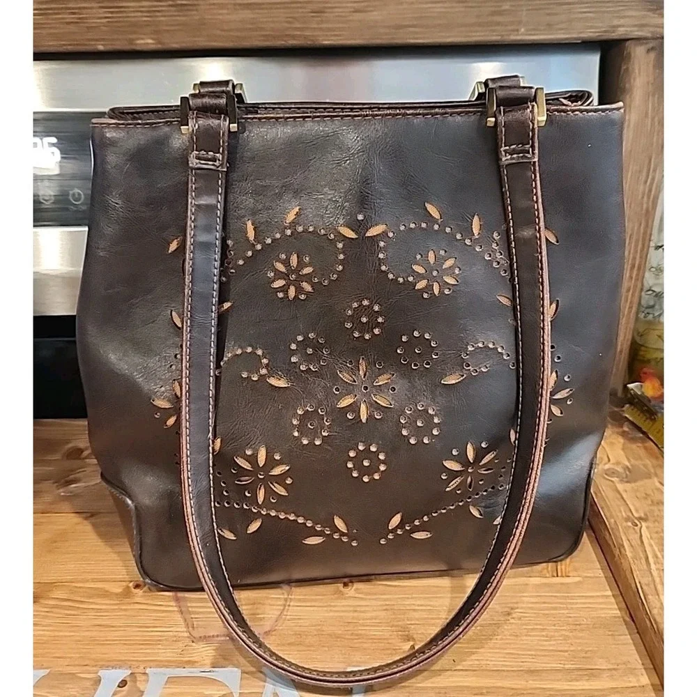 Smartlyte Brown Vegan Leather Satchel Tote Shoulder Purse